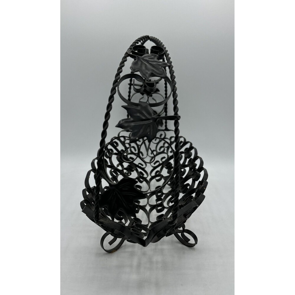 Vintage Wire Fruit Basket Black Made In Spain w/ Handle Home Decor - Picture 4 of 16